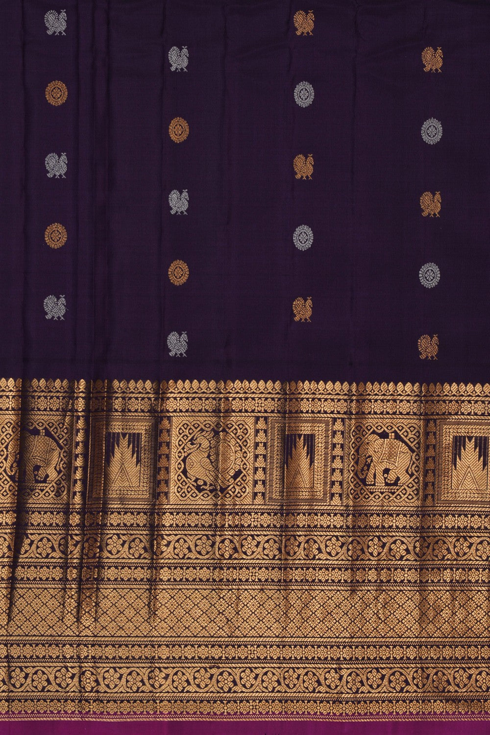 Image of Gadwal Silk Kattam Pink Saree