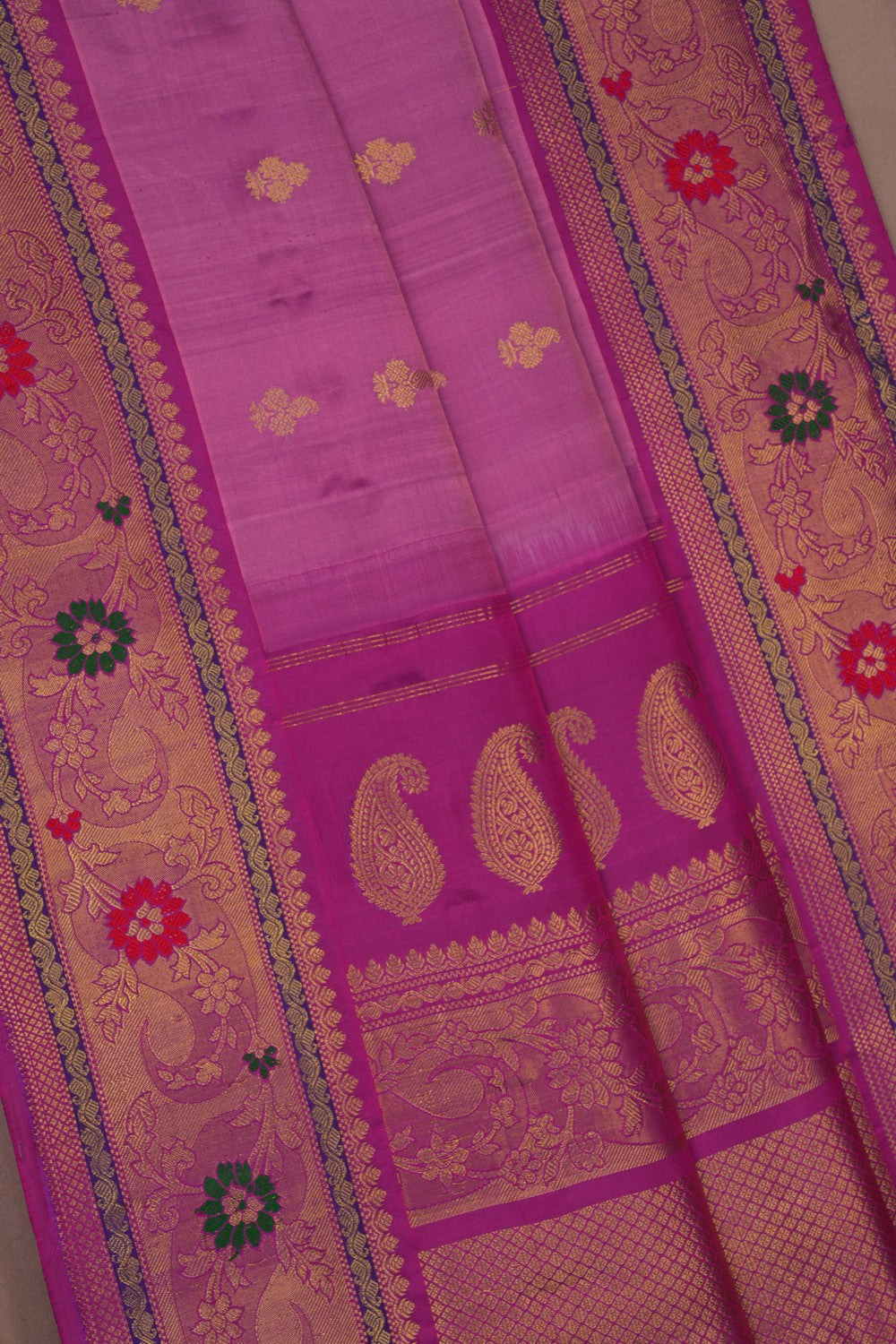 Image of Gadwal Silk Pink Saree