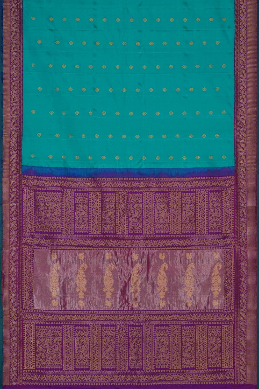 Image of Gadwal Silk Sea Green Saree