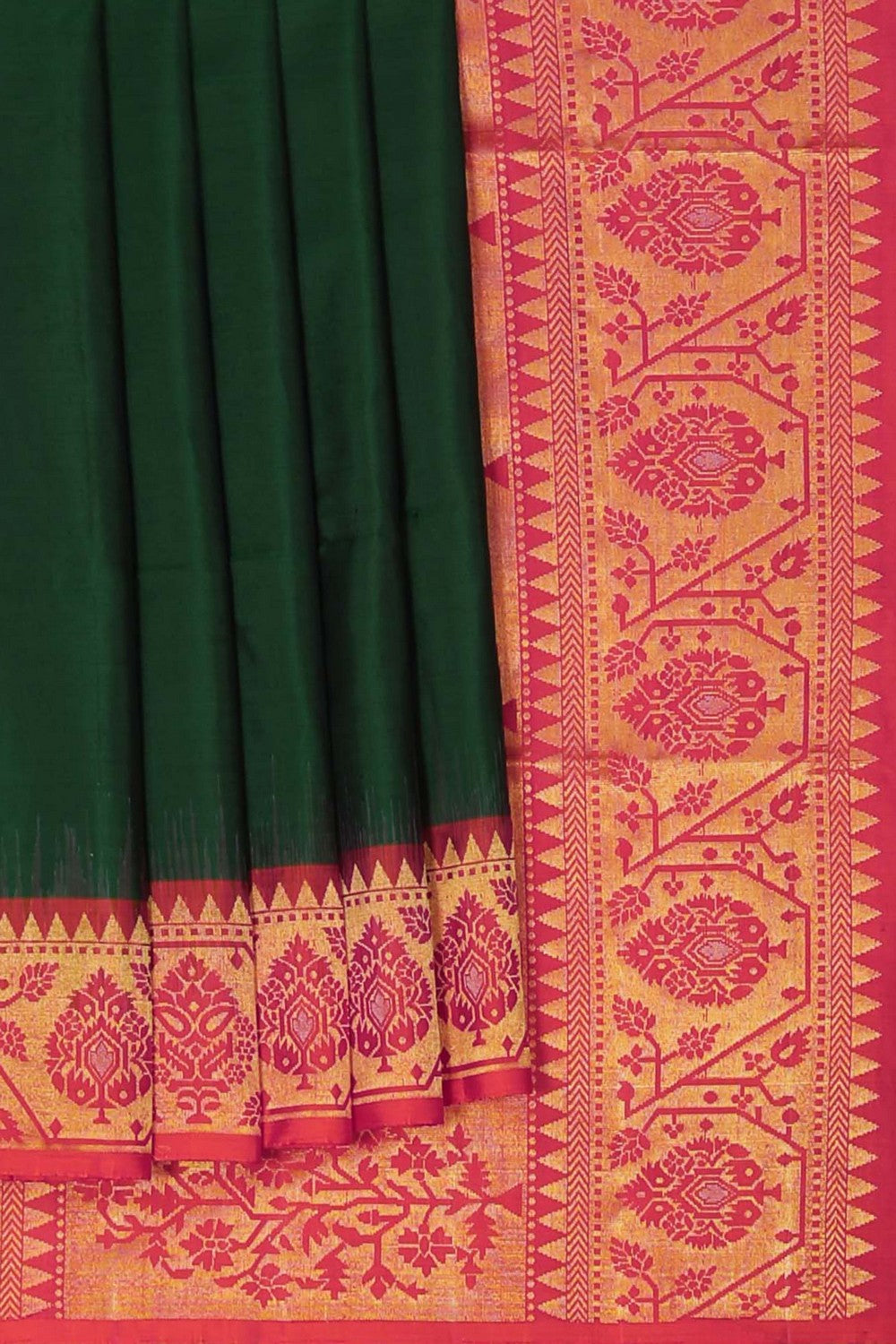 Image of South Silk Bottle Green Saree