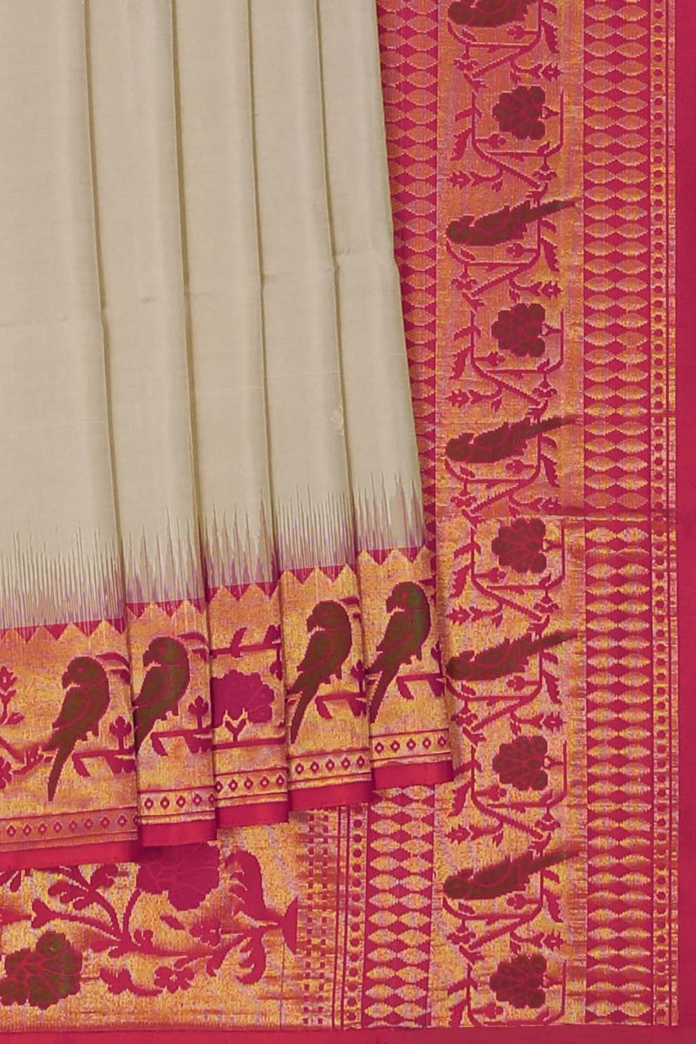 Image of South Silk Ivory Off-White Saree