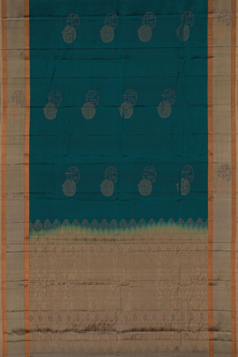 Image of Kanchi Silk Teal-Green Saree