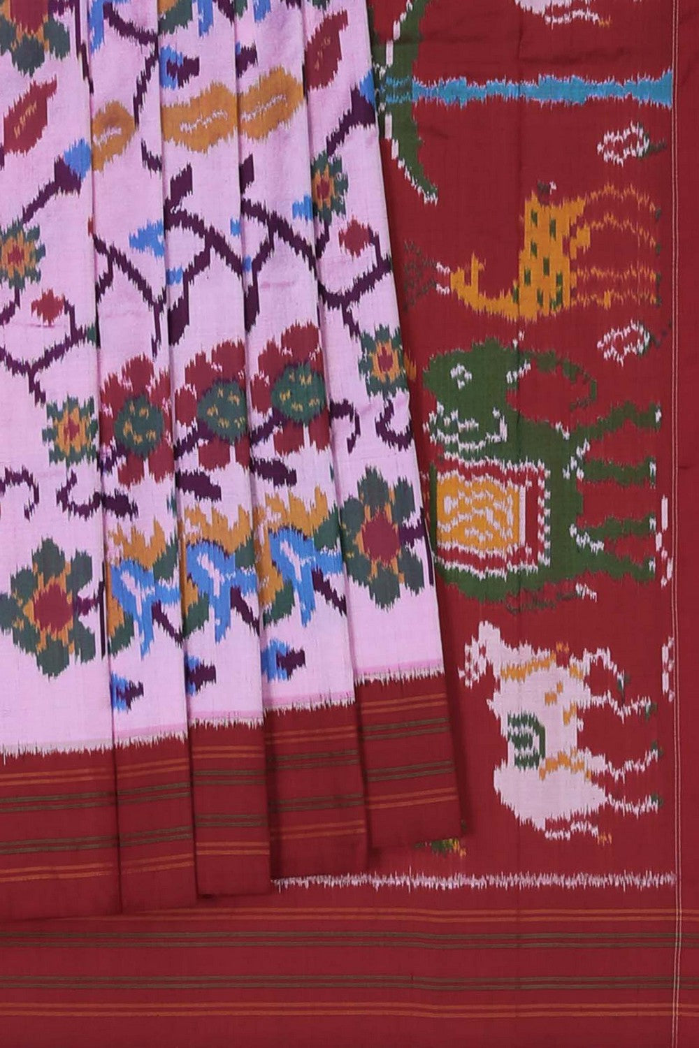 Image of Pochampally Ikat Silk Pink Saree