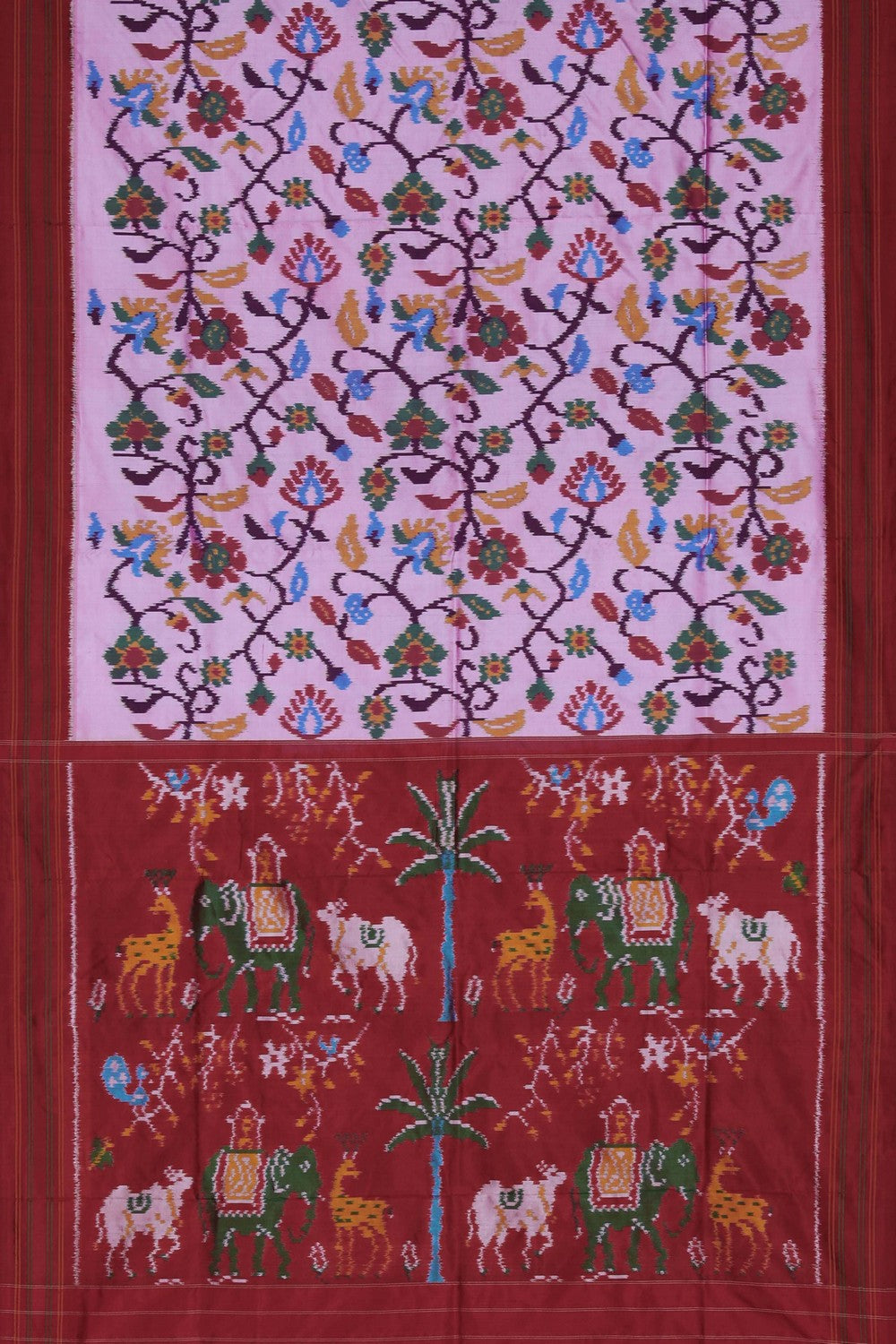 Image of Pochampally Ikat Silk Pink Saree
