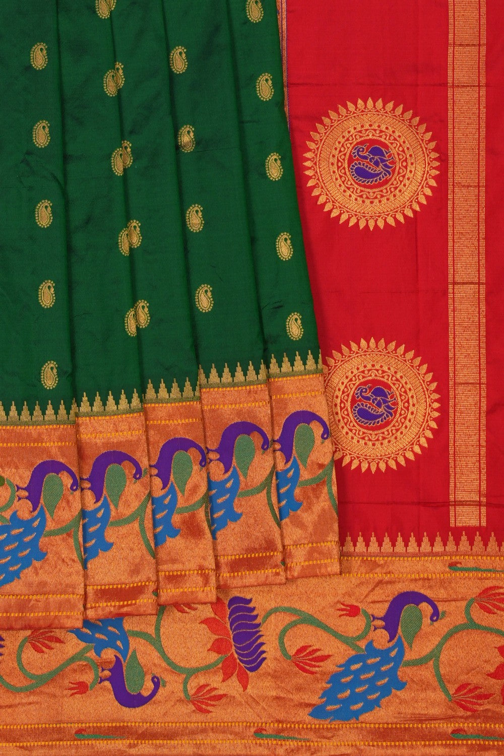 Image of Paithani Silk Green Saree