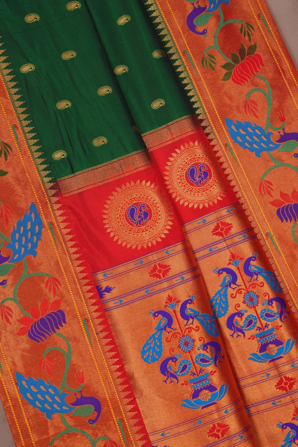 Image of Paithani Silk Green Saree