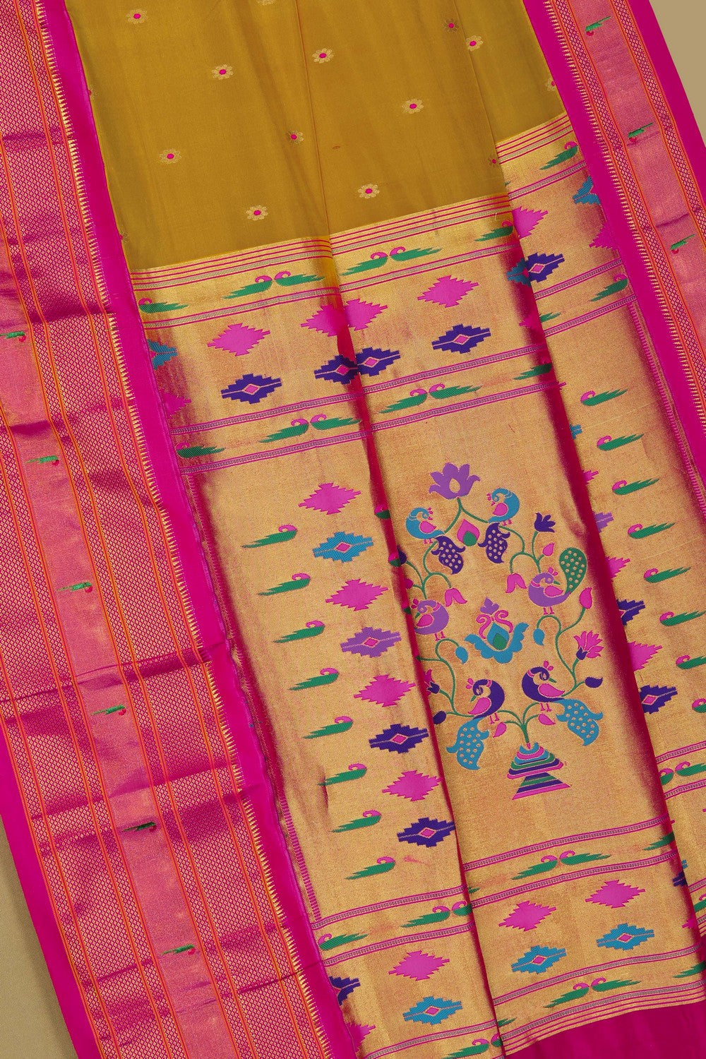 Image of Paithani Silk Mustard Saree