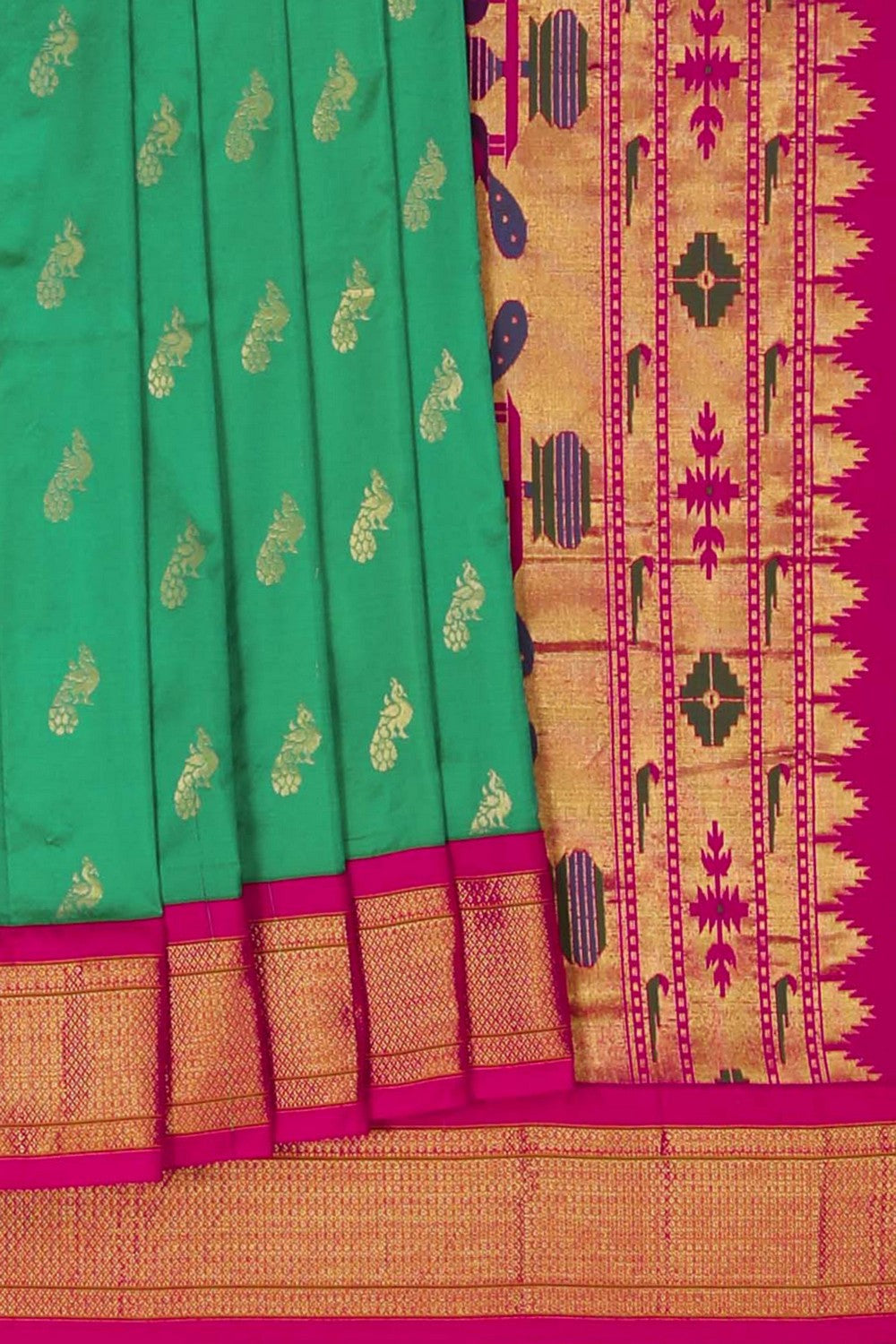 Image of Paithani Silk Green Saree