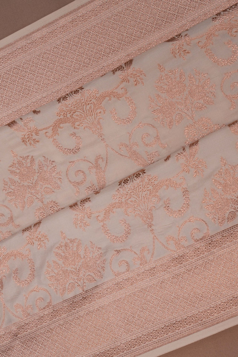 Image of Banarasi Brocade Silk Off-White Saree