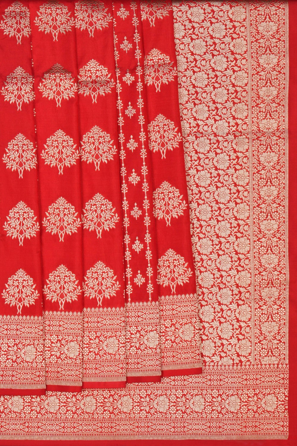 Image of Banarasi Brocade Silk Red Saree