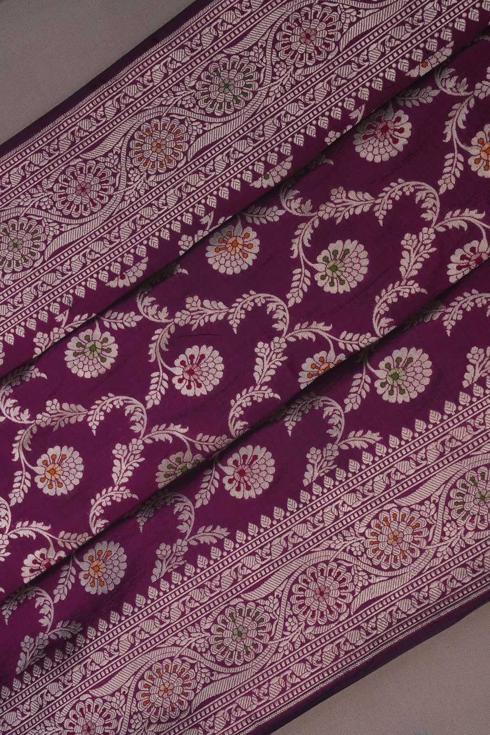 Image of Banarasi Brocade Silk Violet Saree
