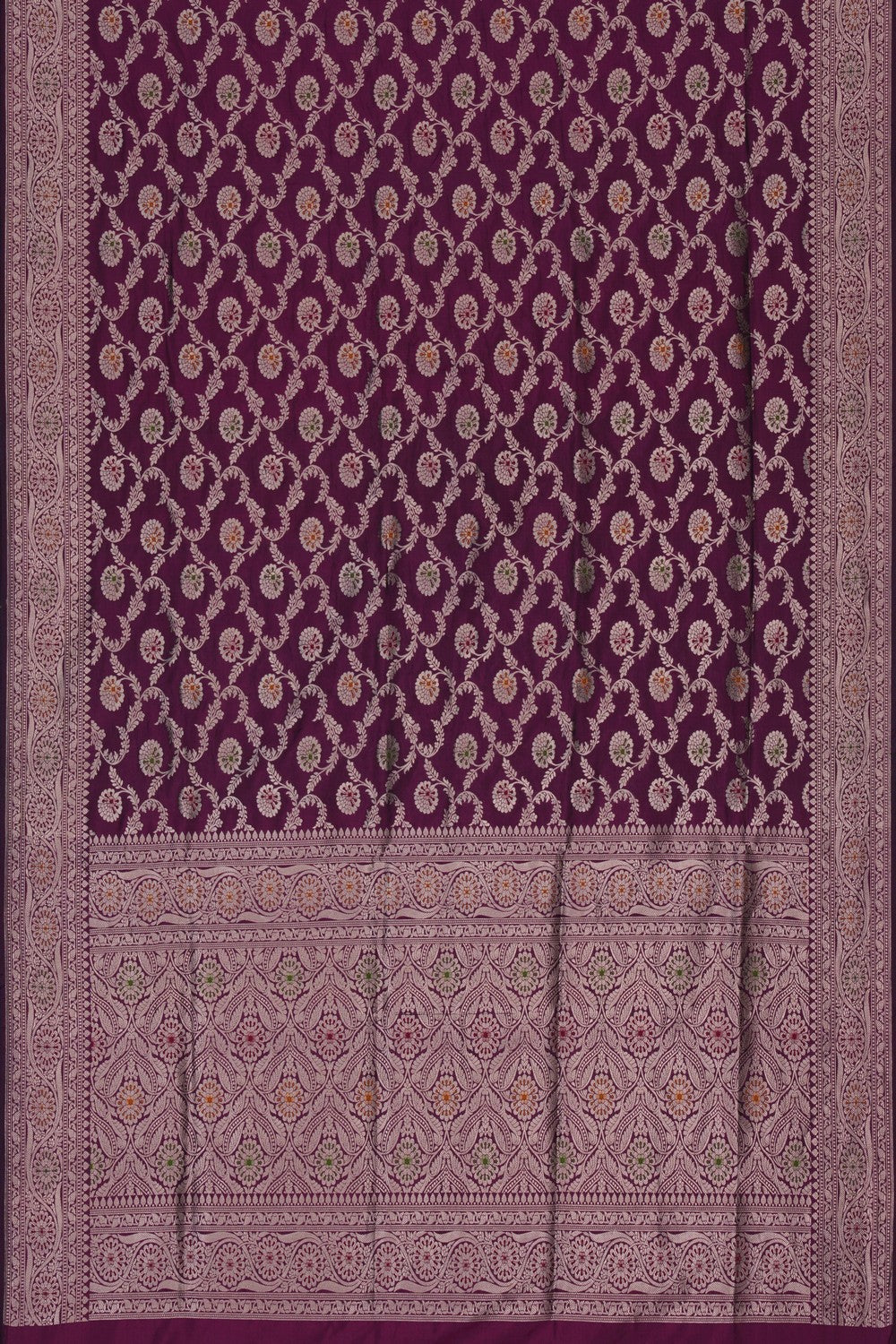 Image of Banarasi Brocade Silk Violet Saree