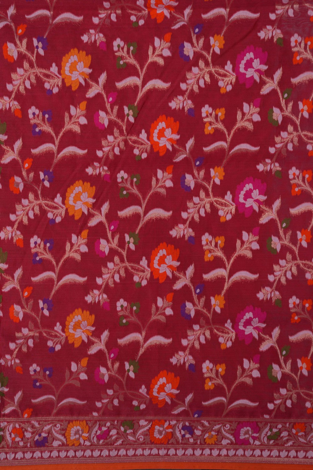 Image of Banarasi Kora Brocade Red Saree