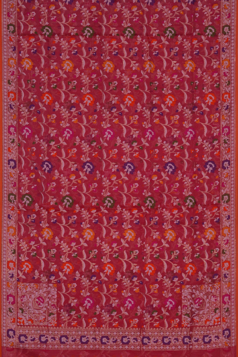 Image of Banarasi Kora Brocade Red Saree