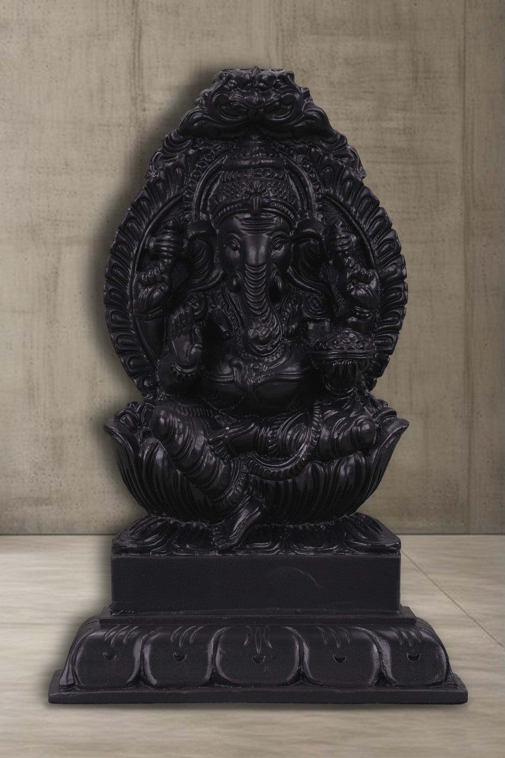 Image of A hand-carved Neem Wood Ganesh Sculpture