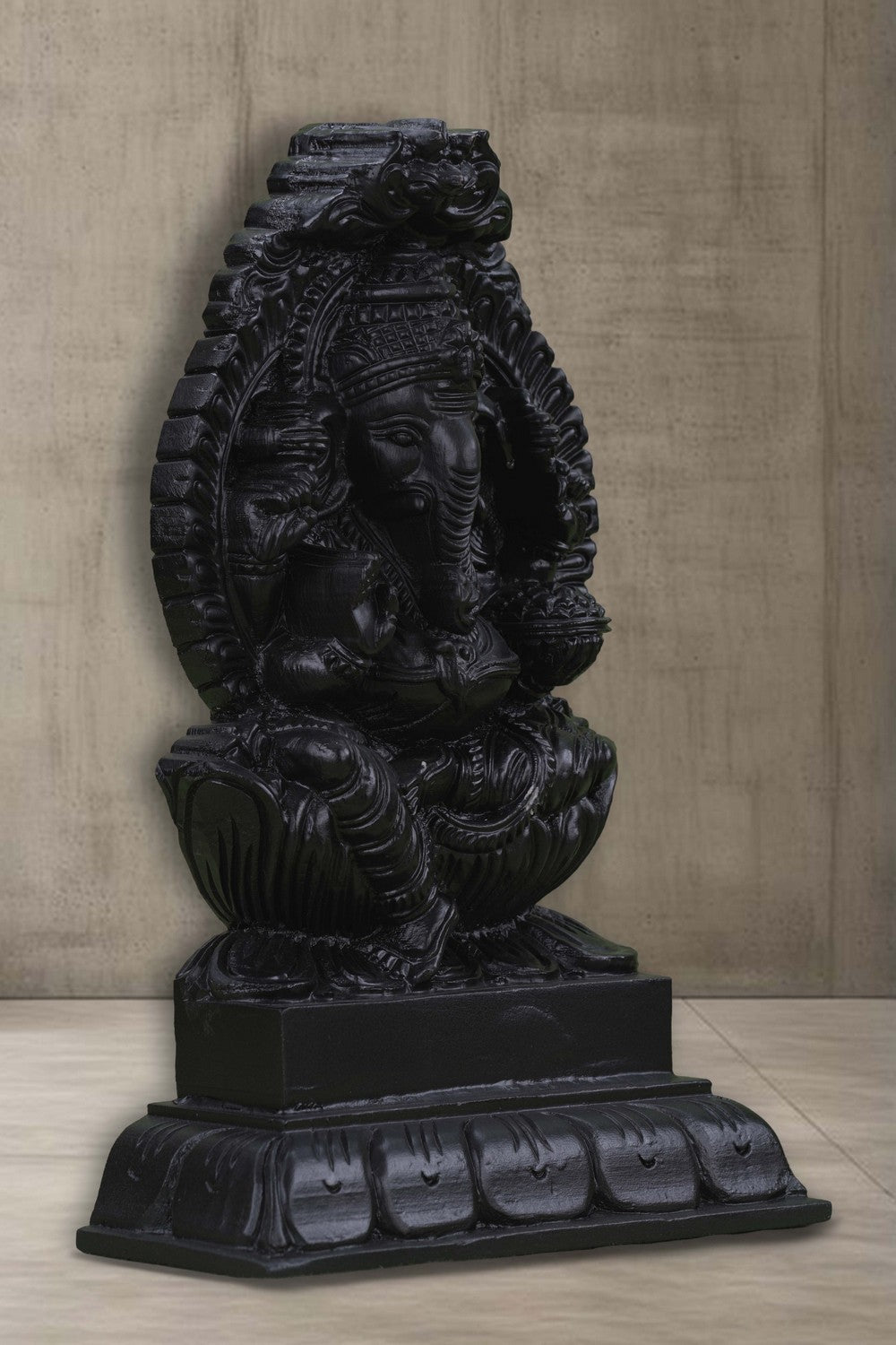 Image of A hand-carved Neem Wood Ganesh Sculpture