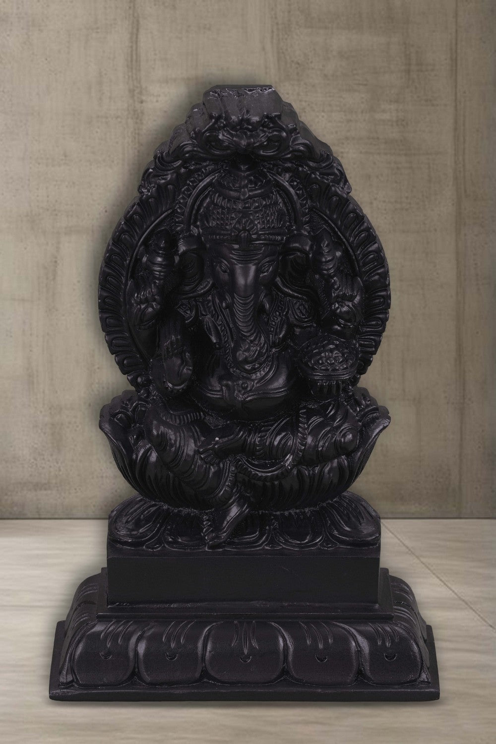 Image of A hand-carved Neem Wood Ganesh Sculpture
