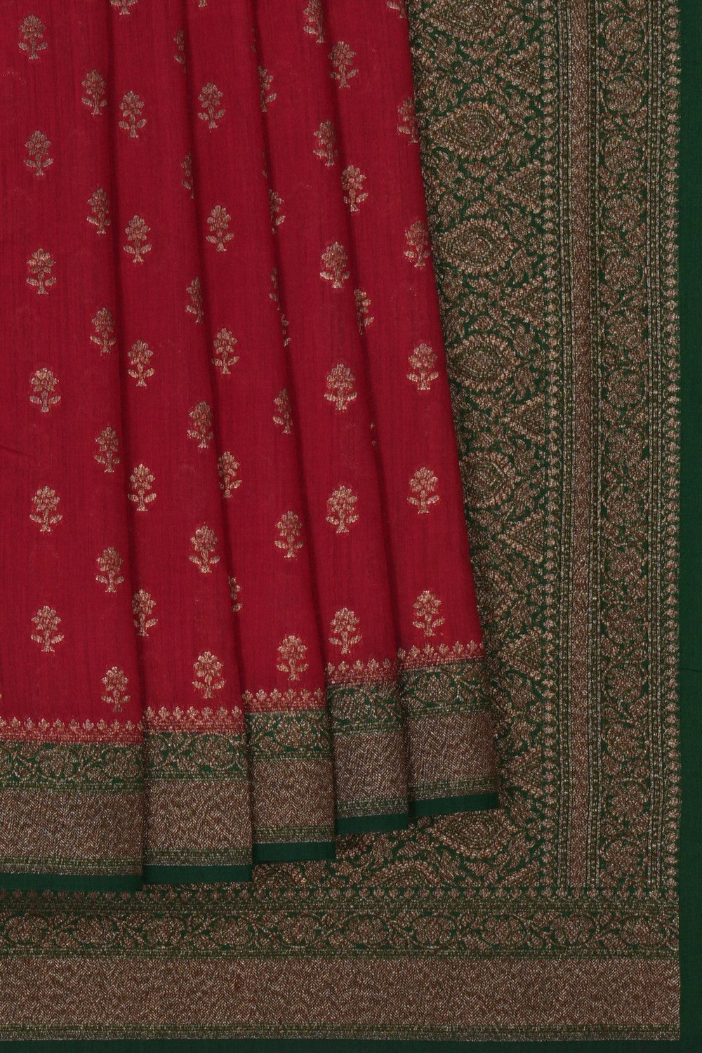 Image of Banarasi Tussar Silk Red Saree