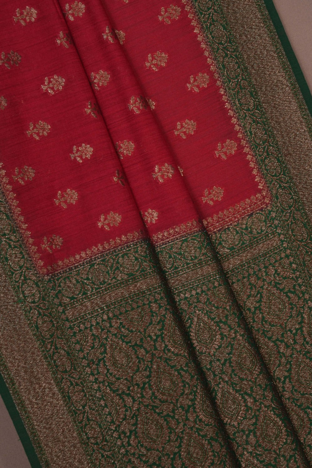Image of Banarasi Tussar Silk Red Saree