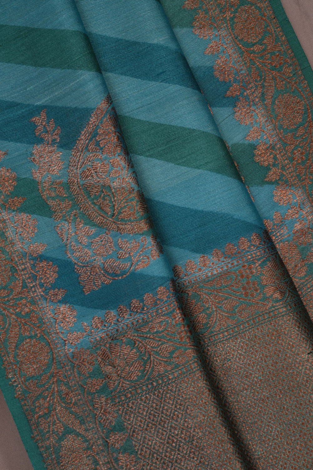 Image of Banarasi Tussar Silk Teal-Green Saree