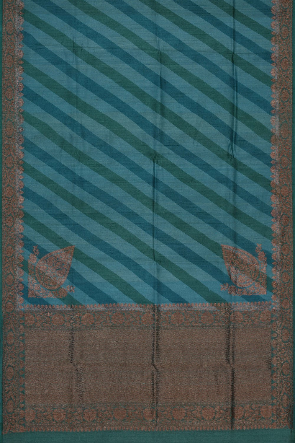 Image of Banarasi Tussar Silk Teal-Green Saree