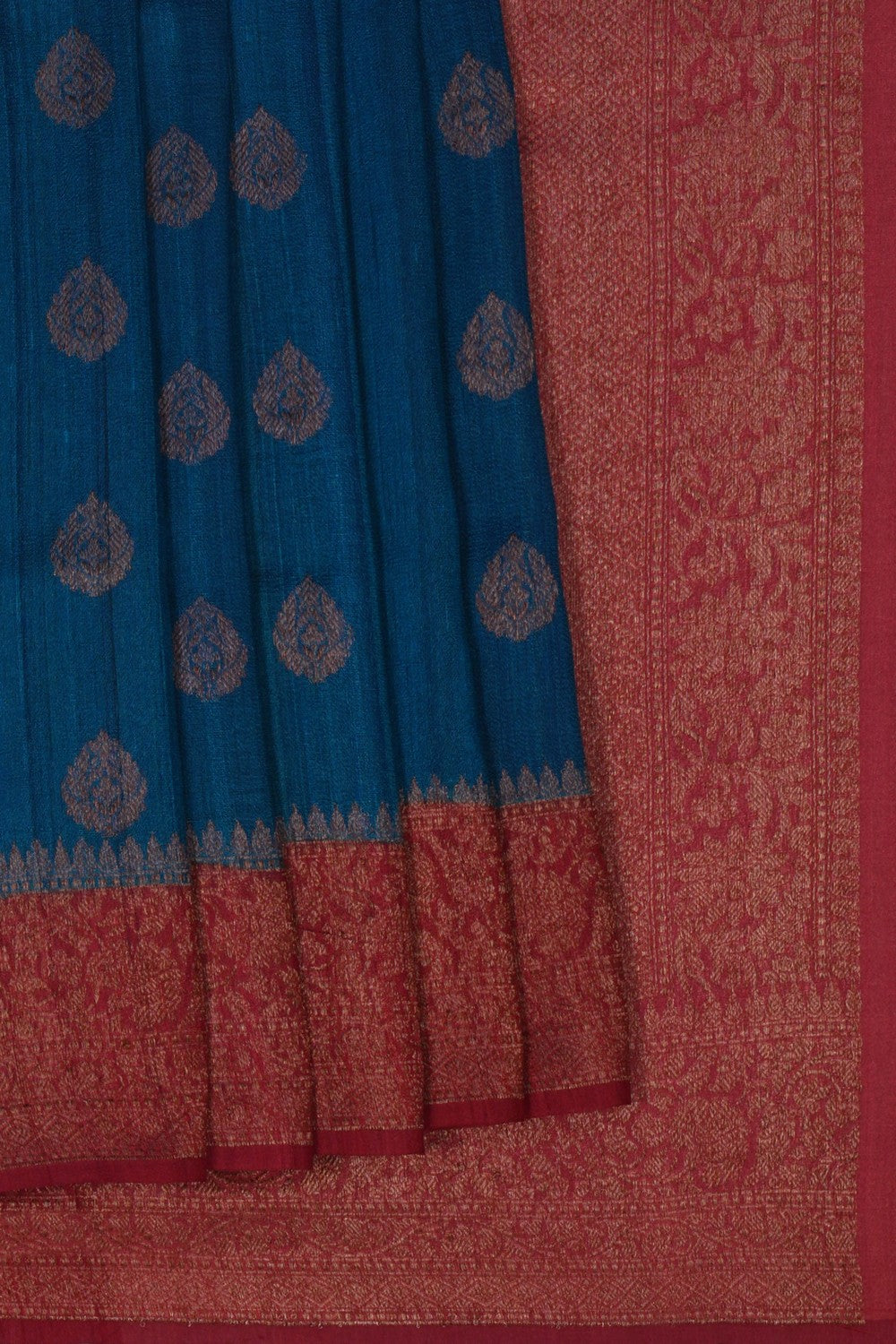 Image of Banarasi Tussar Silk Blue Saree
