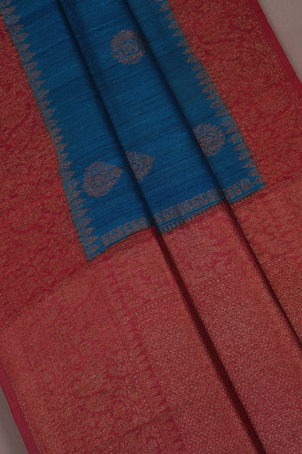 Image of Banarasi Tussar Silk Blue Saree