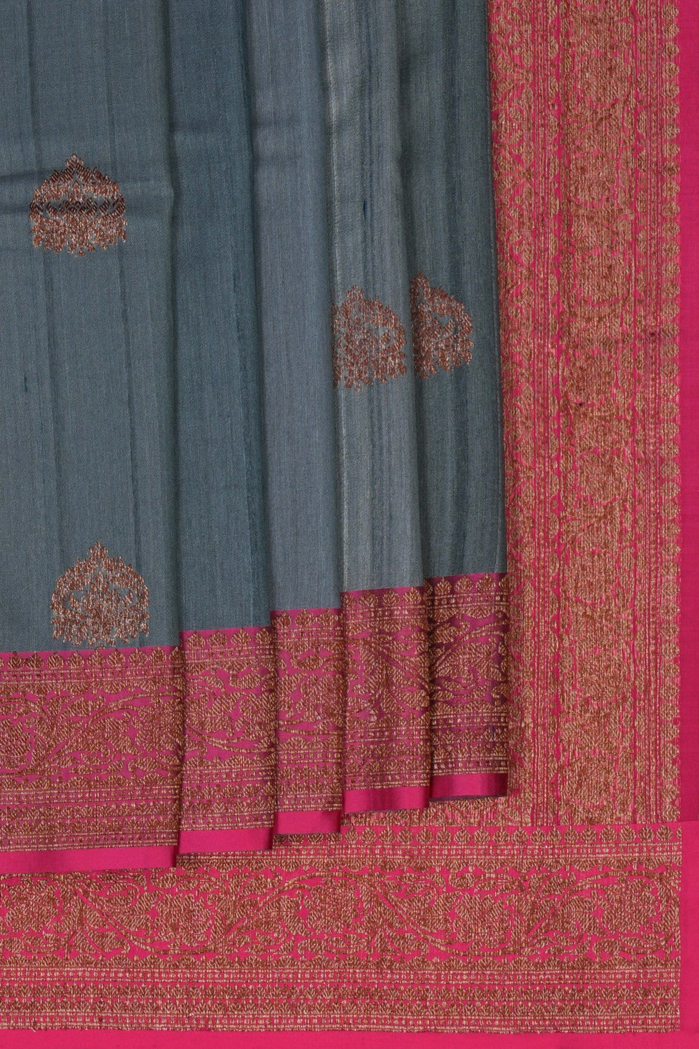 Image of Banarasi Tussar Silk Grey Saree
