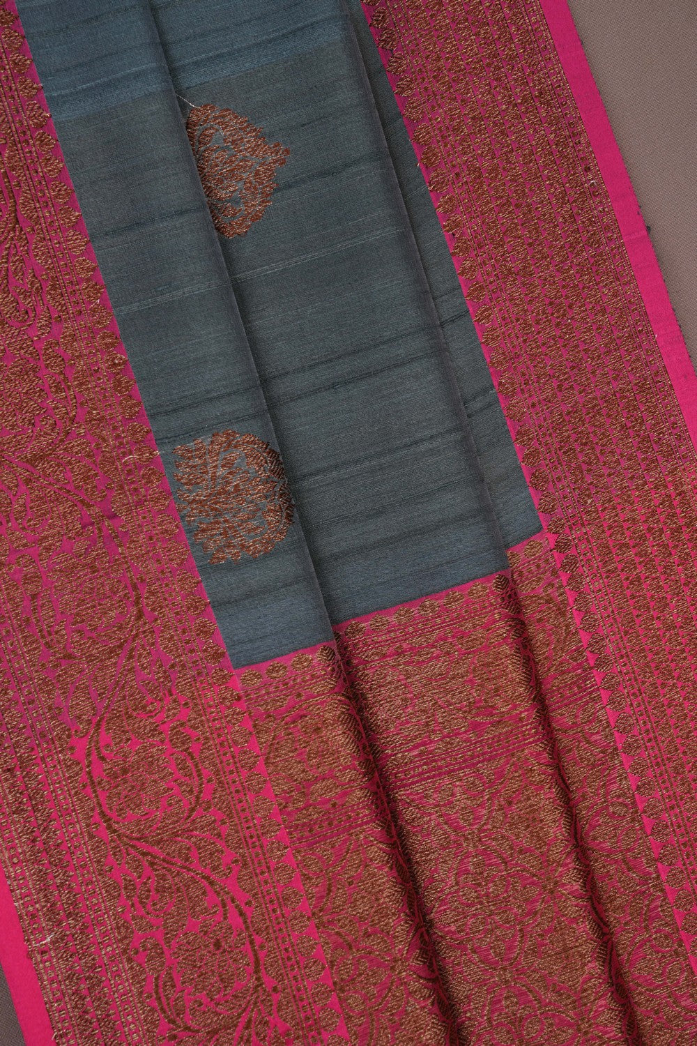 Image of Banarasi Tussar Silk Grey Saree