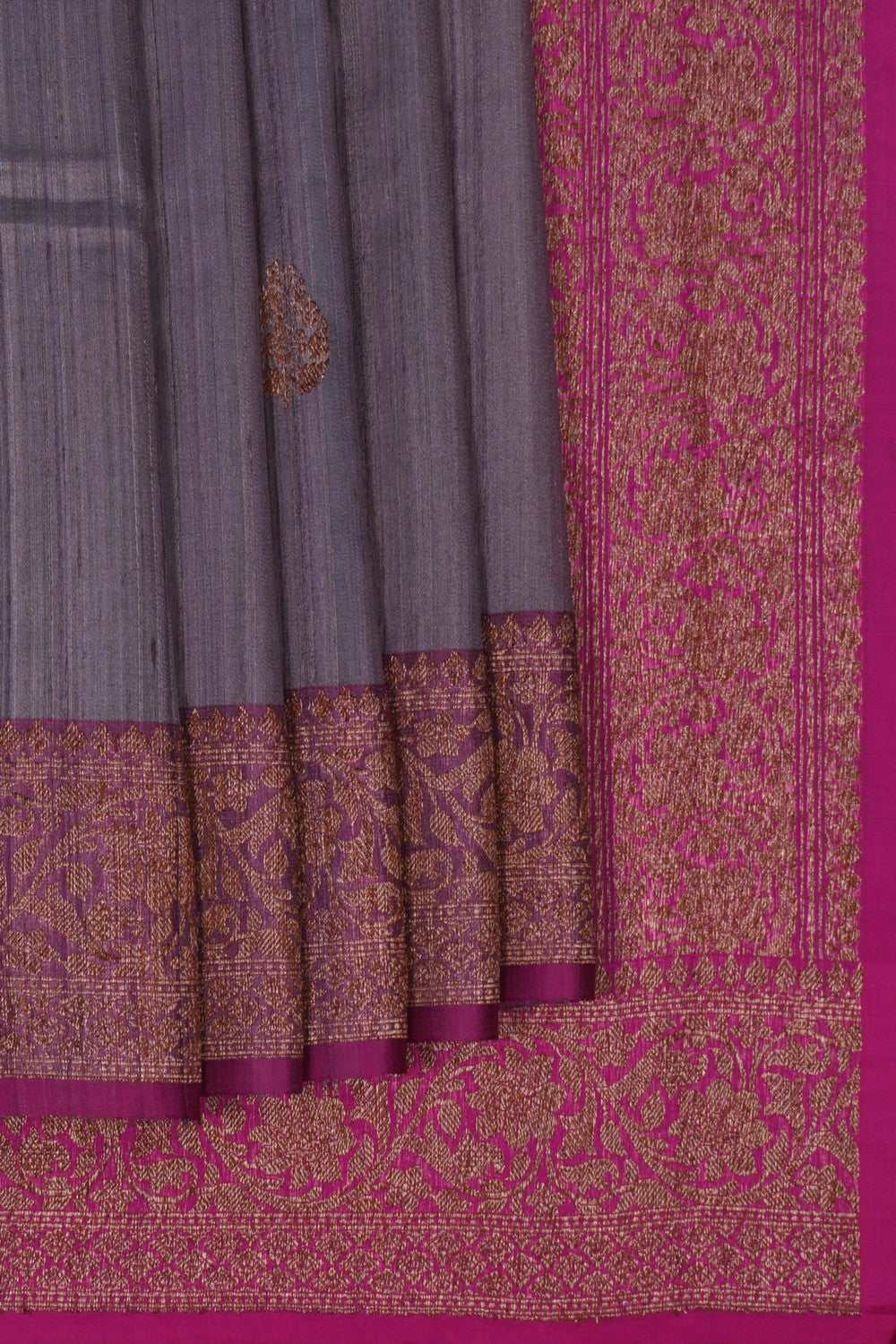 Image of Banarasi Tussar Silk Grey Saree