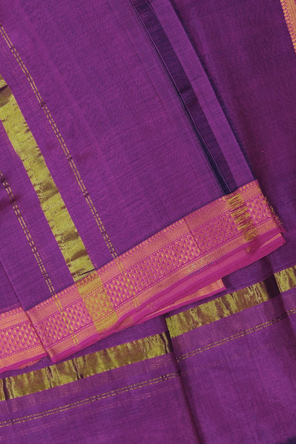 Image of Mangalgiri Silk Purple Dhoti With Kanduva (8 X 4)
