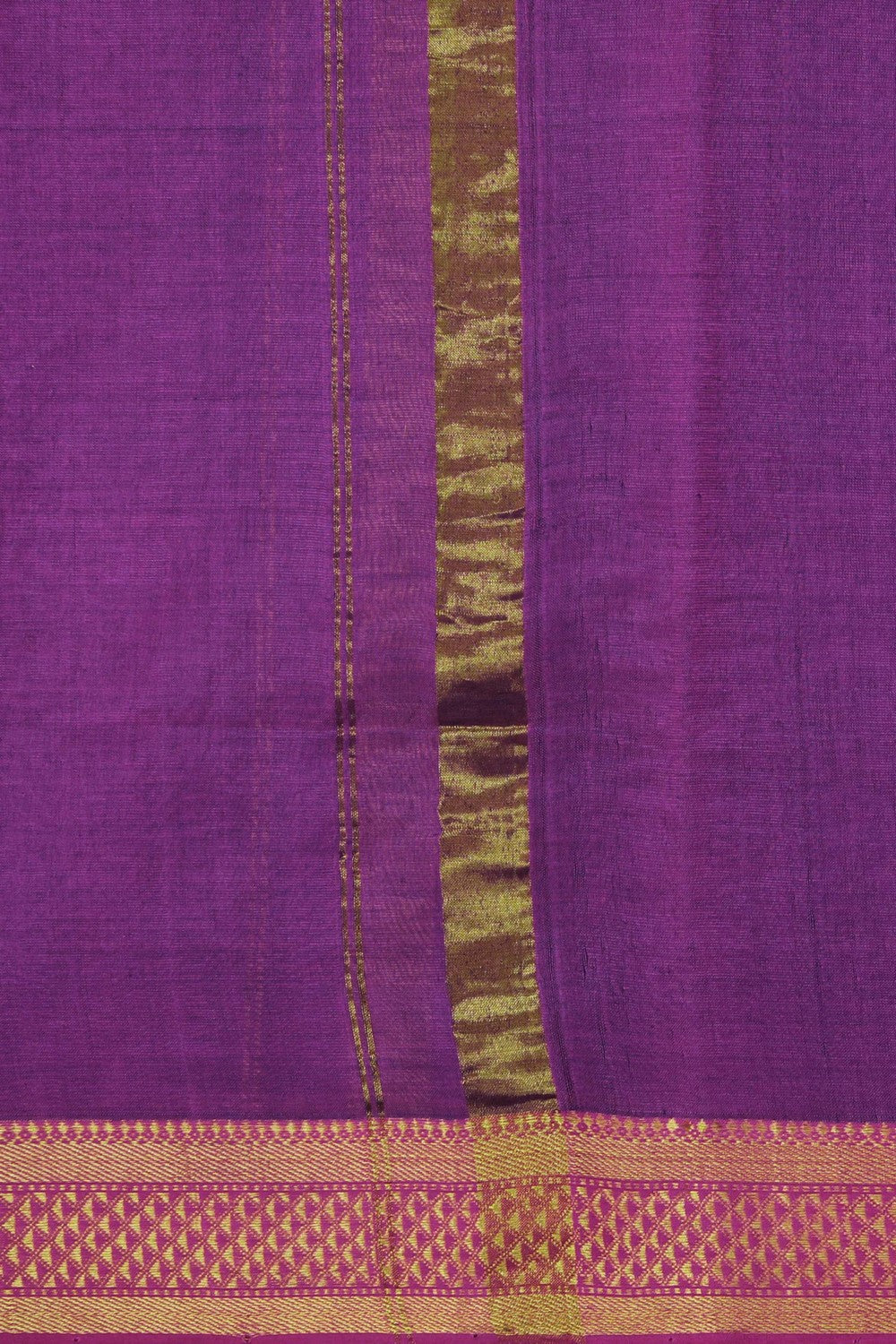 Image of Mangalgiri Silk Purple Dhoti With Kanduva (8 X 4)