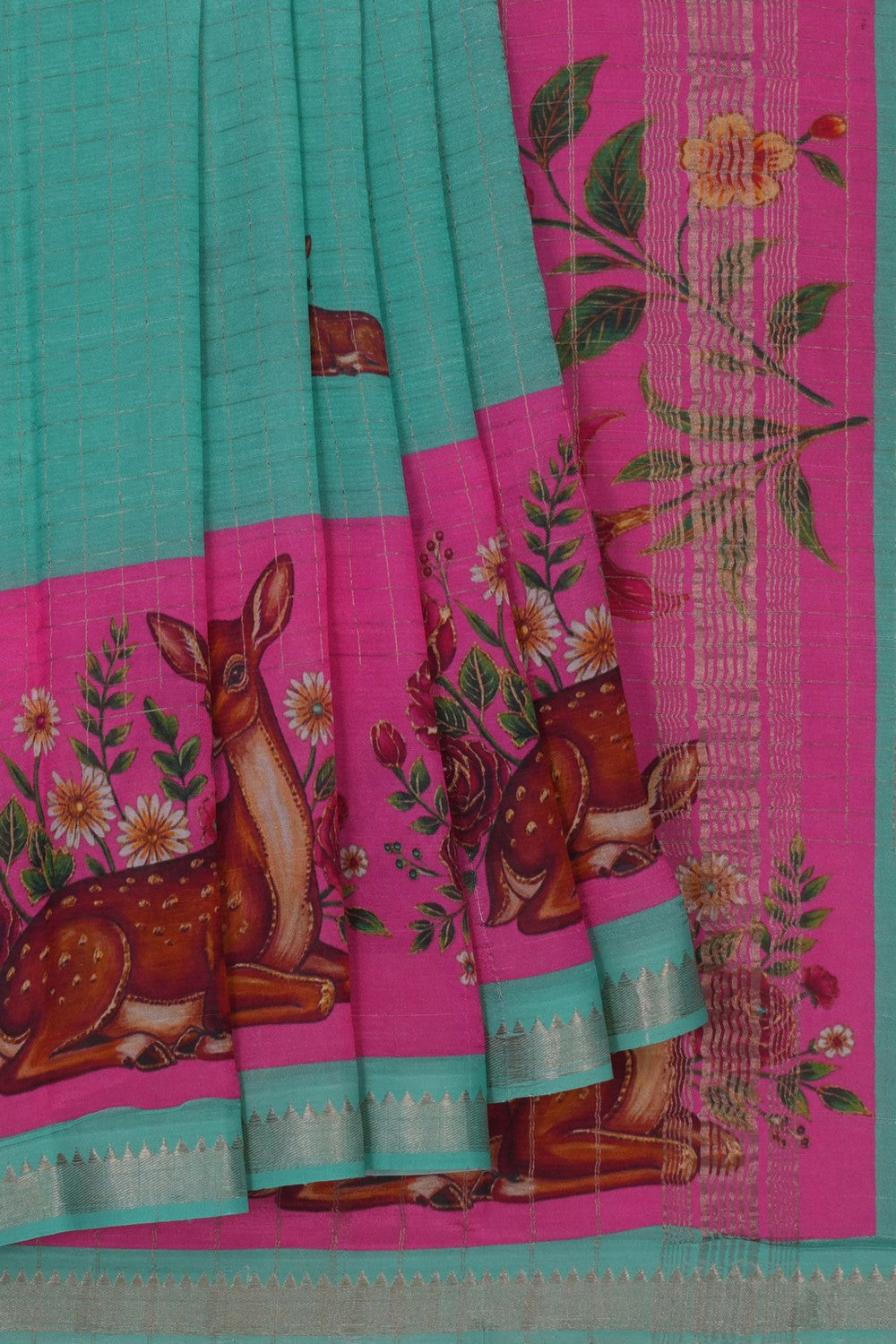 Image of Mangalagiri Sea-Green saree
