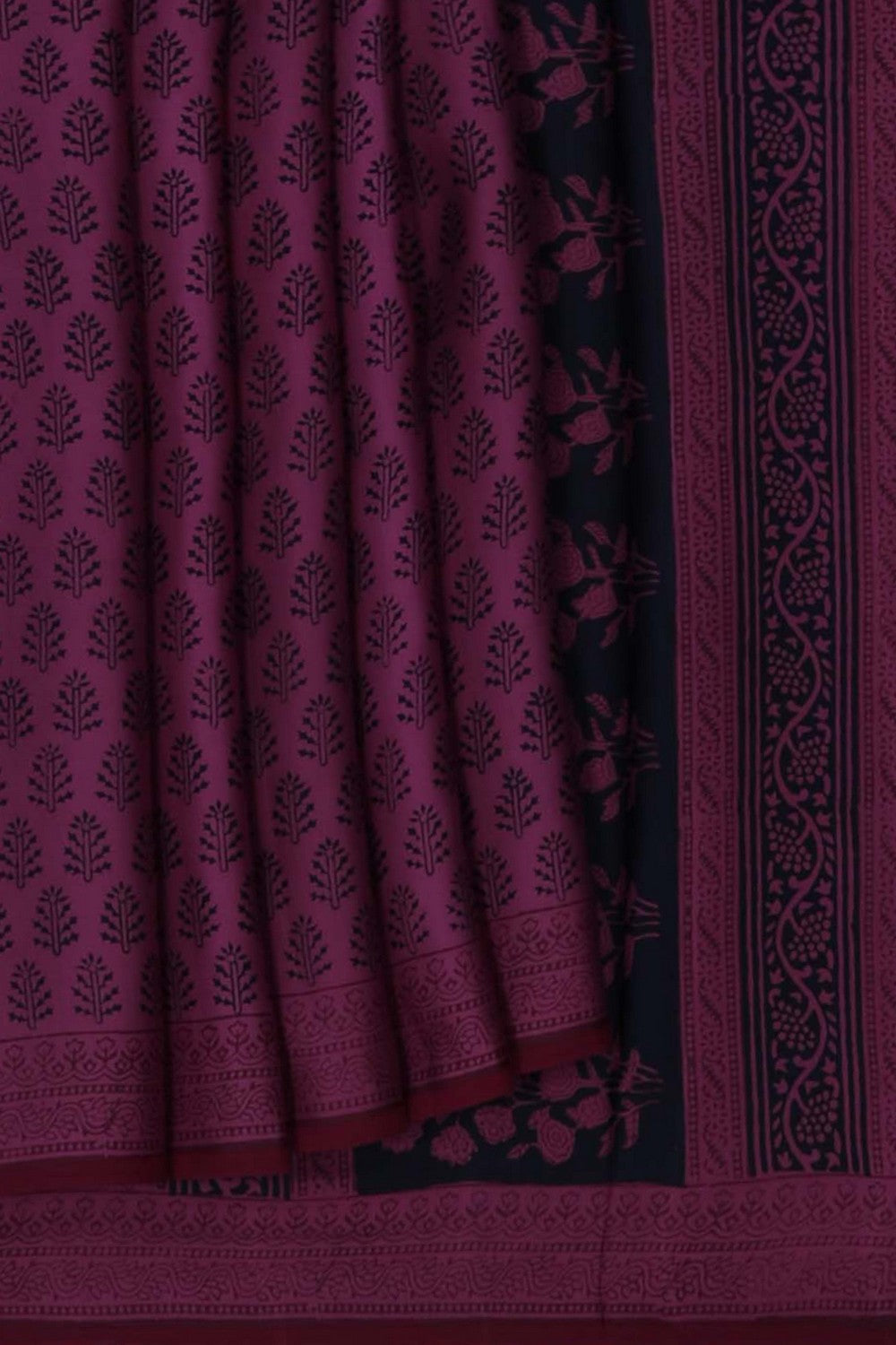 Image of Bagru Printed Mulmul Saree
