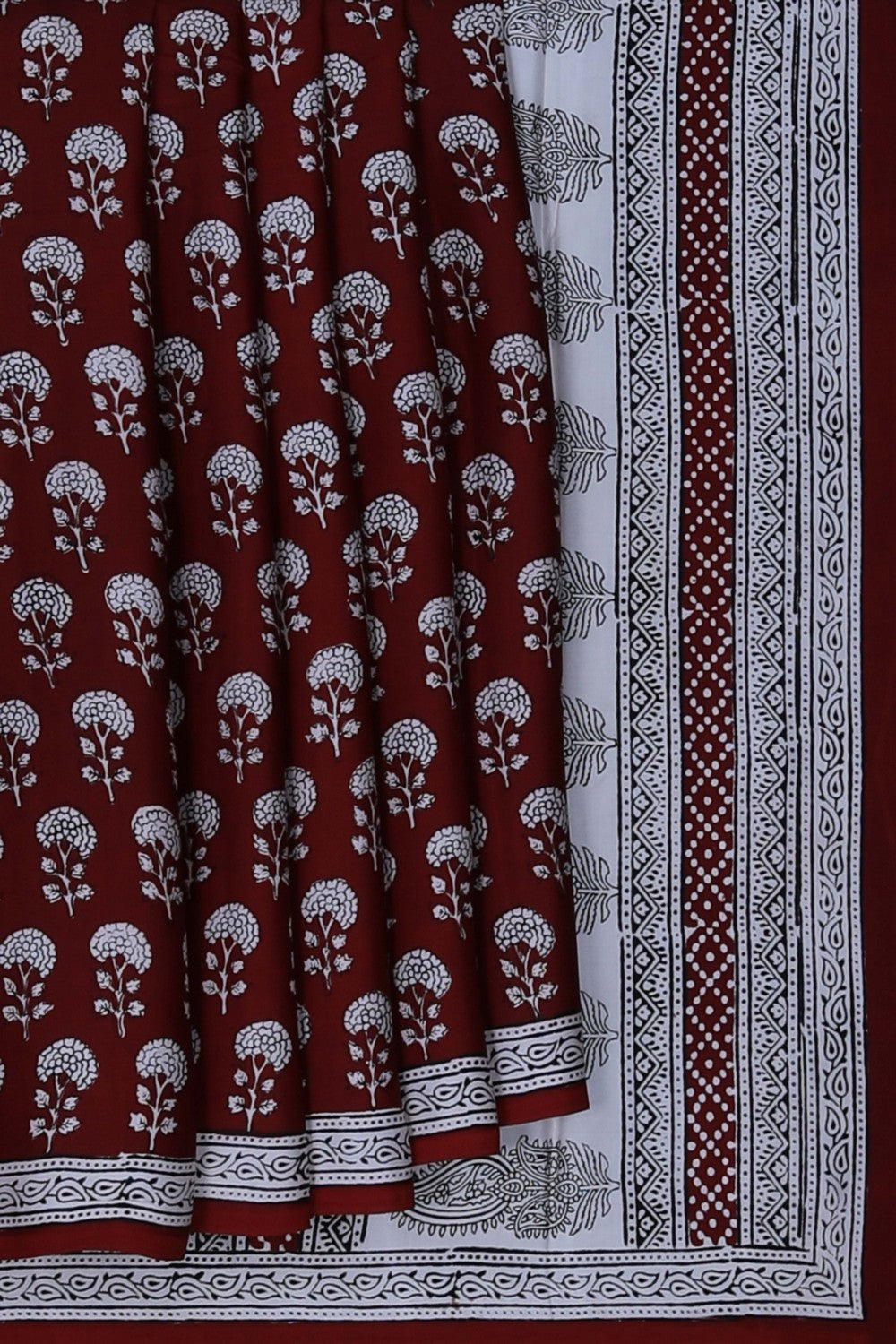Image of Bagru Printed Mulmul Saree