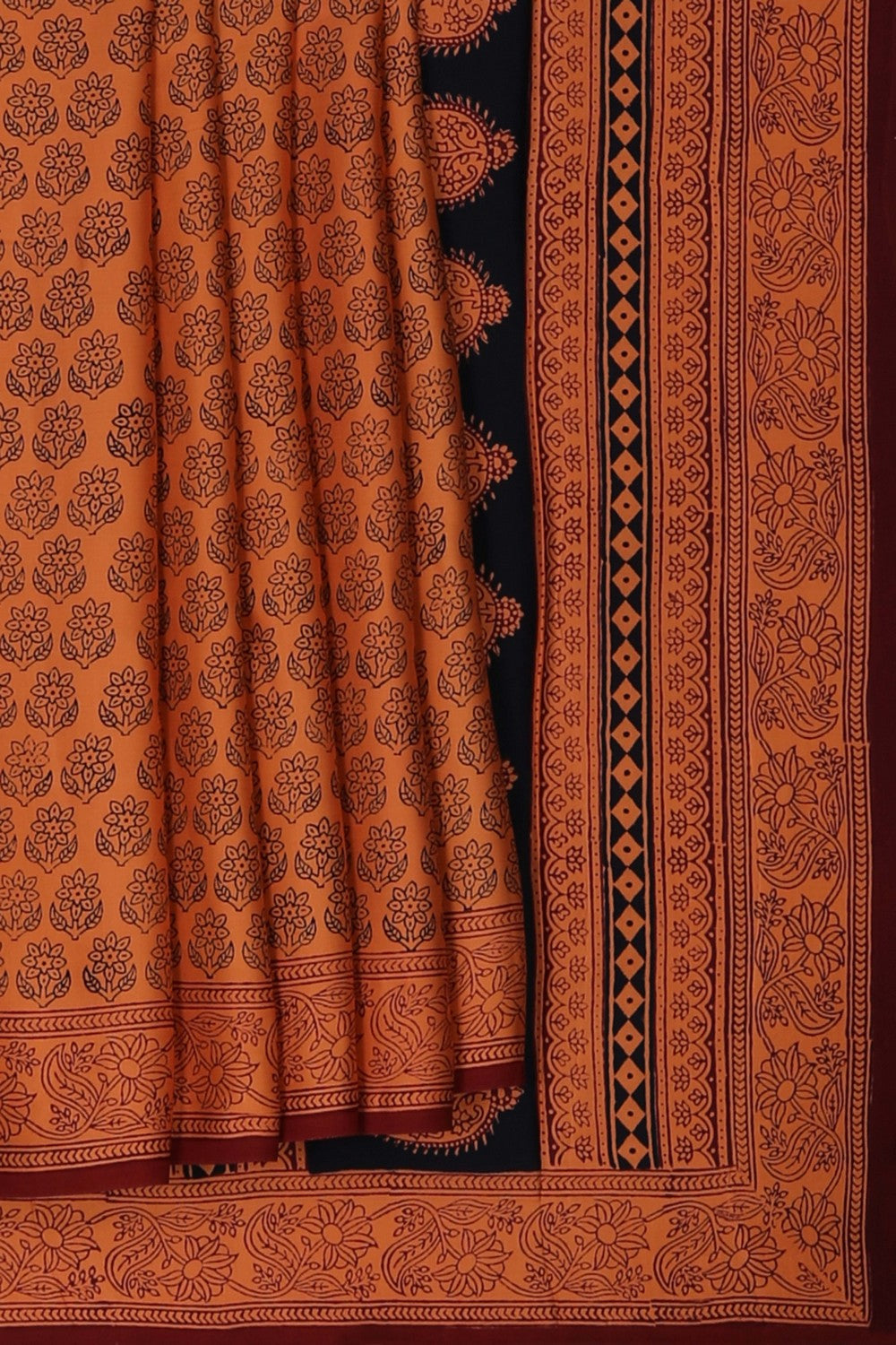 Image of Bagru Printed Mulmul Saree