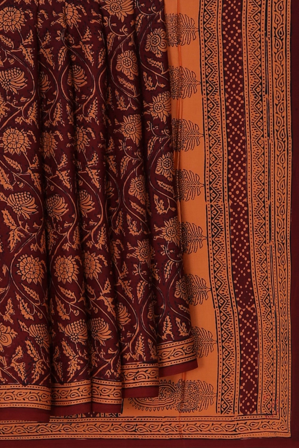 Image of Bagru Printed Mulmul Saree