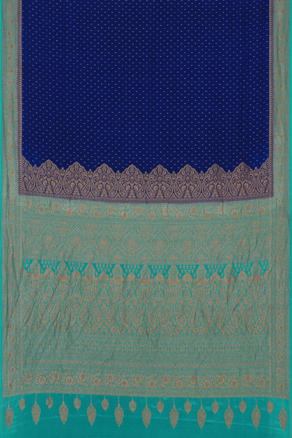Image of Banarasi Crepe Royal Blue Saree