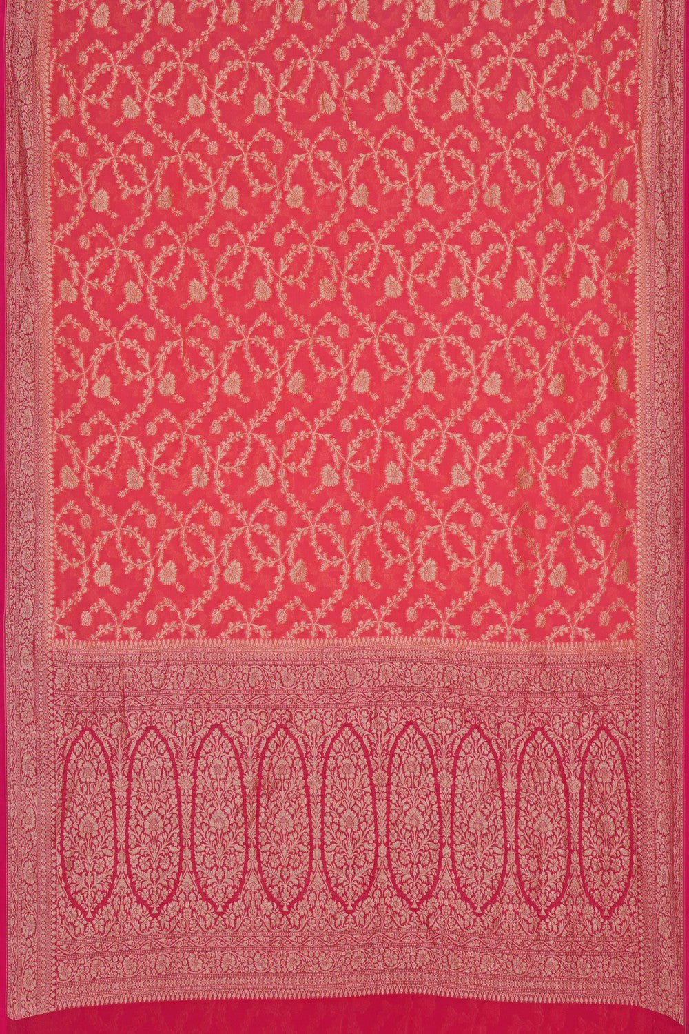 Image of Banarasi Georgette Coral-Peach Saree