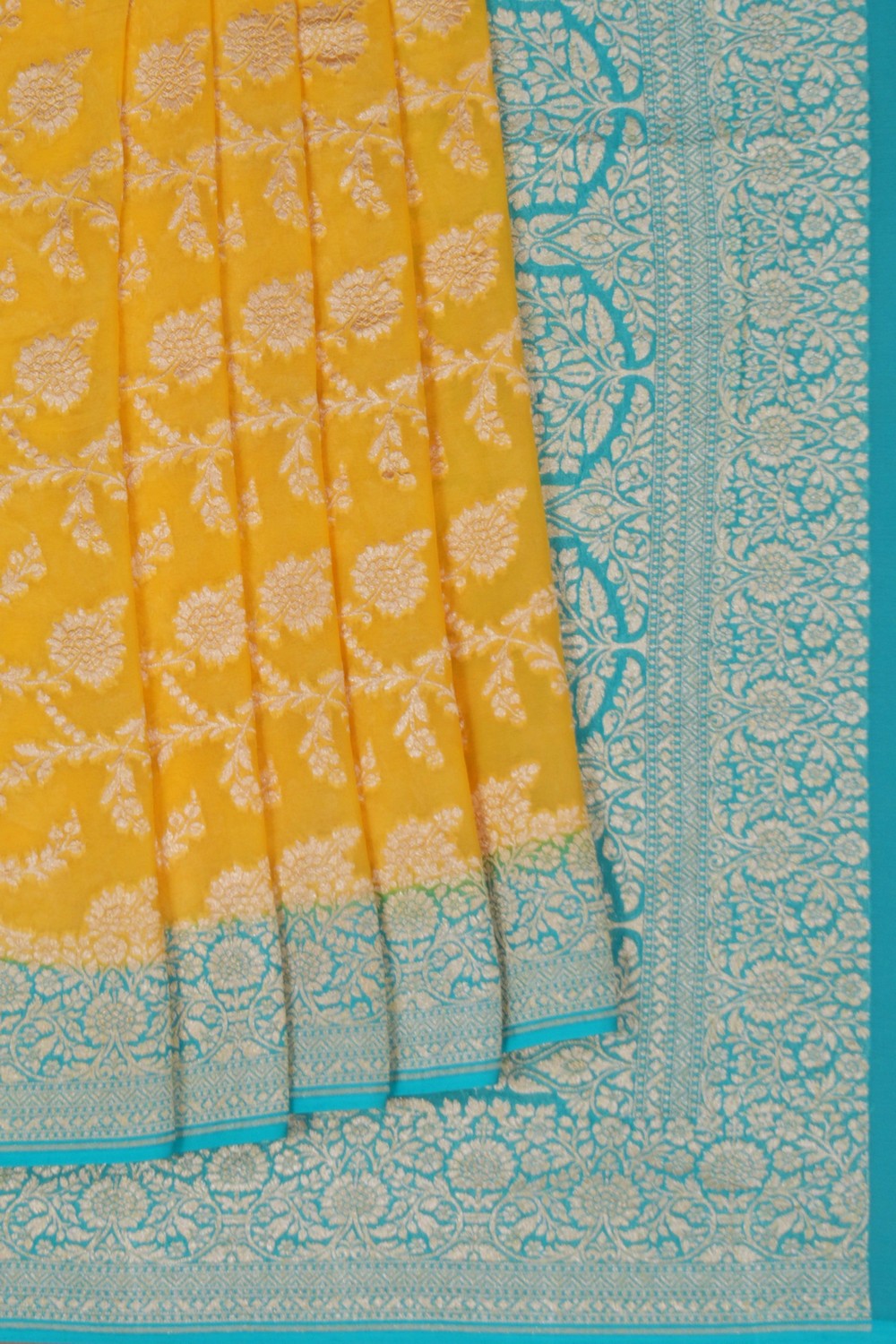 Image of Banarasi Georgette Yellow Saree