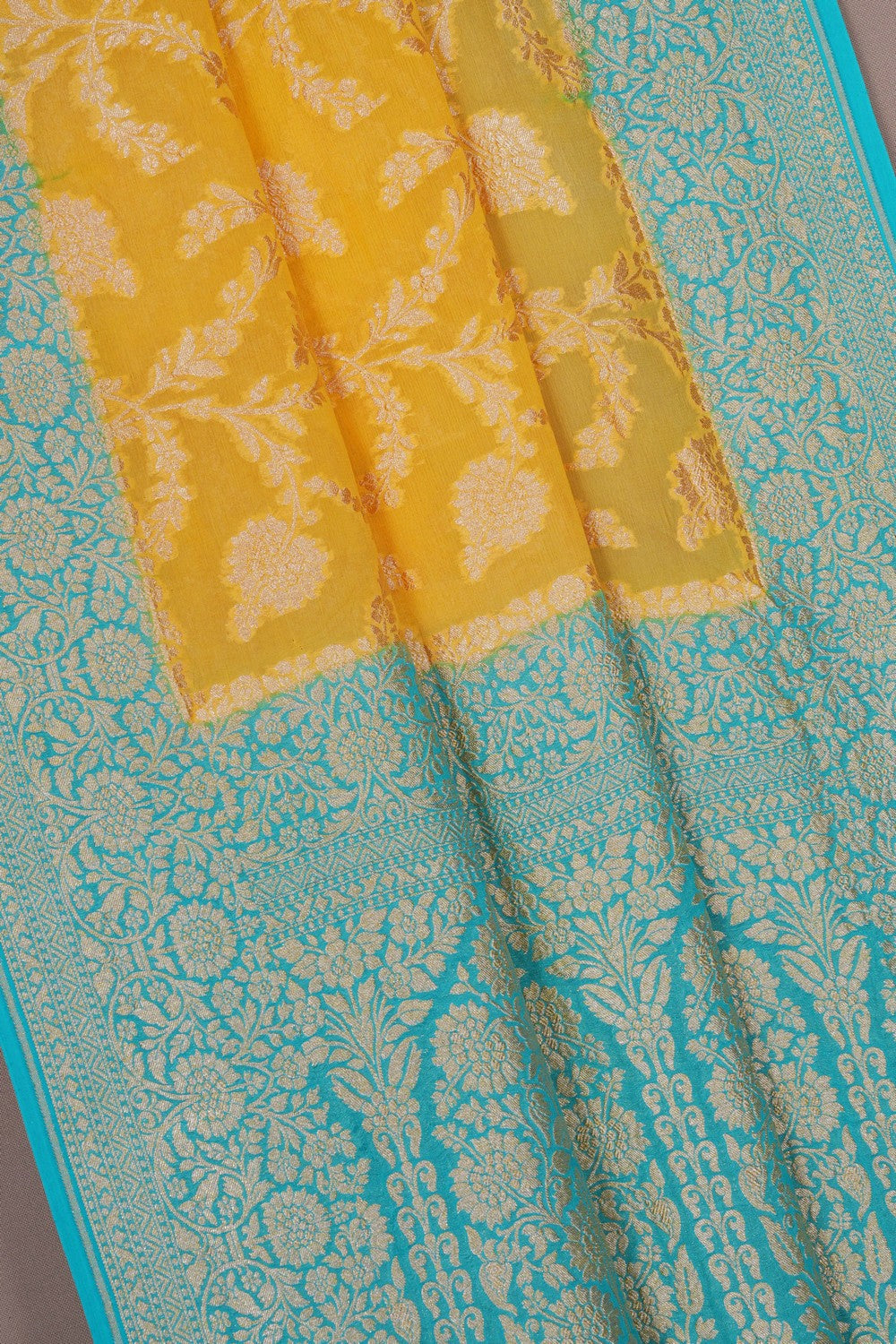 Image of Banarasi Georgette Yellow Saree