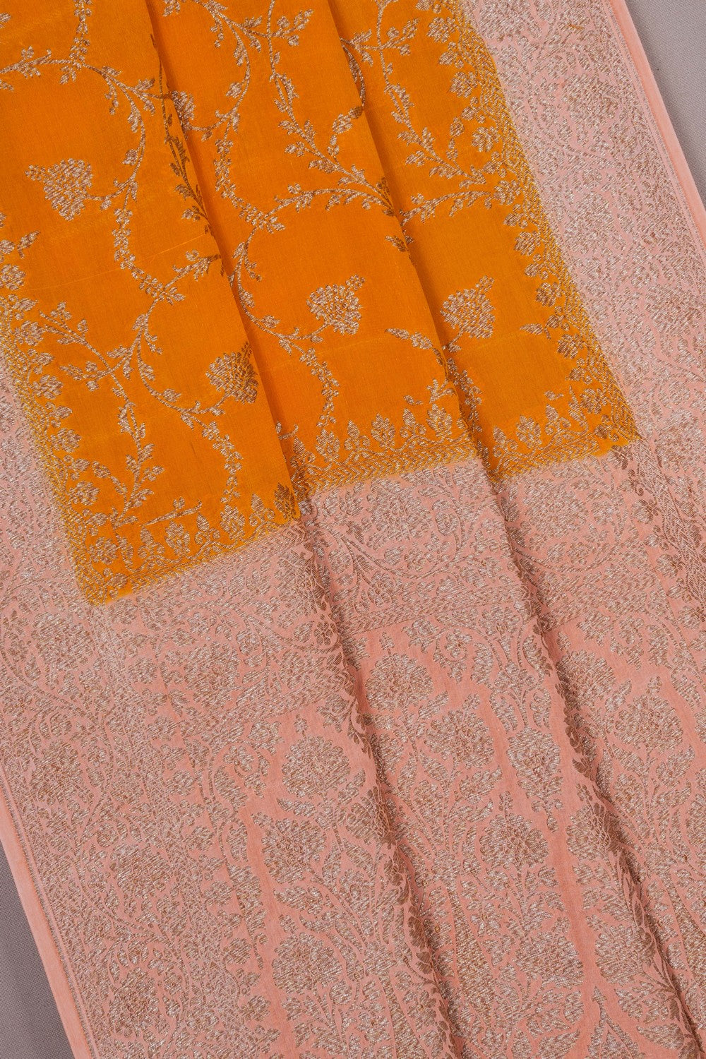 Image of Banarasi Crepe Mustard Saree