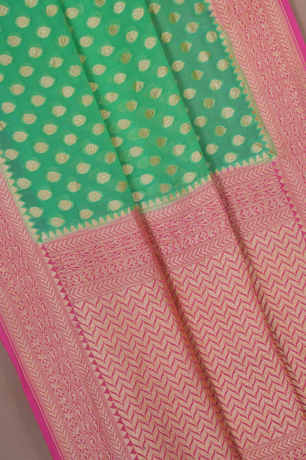 Image of Banarasi Georgette Sea-Green Saree