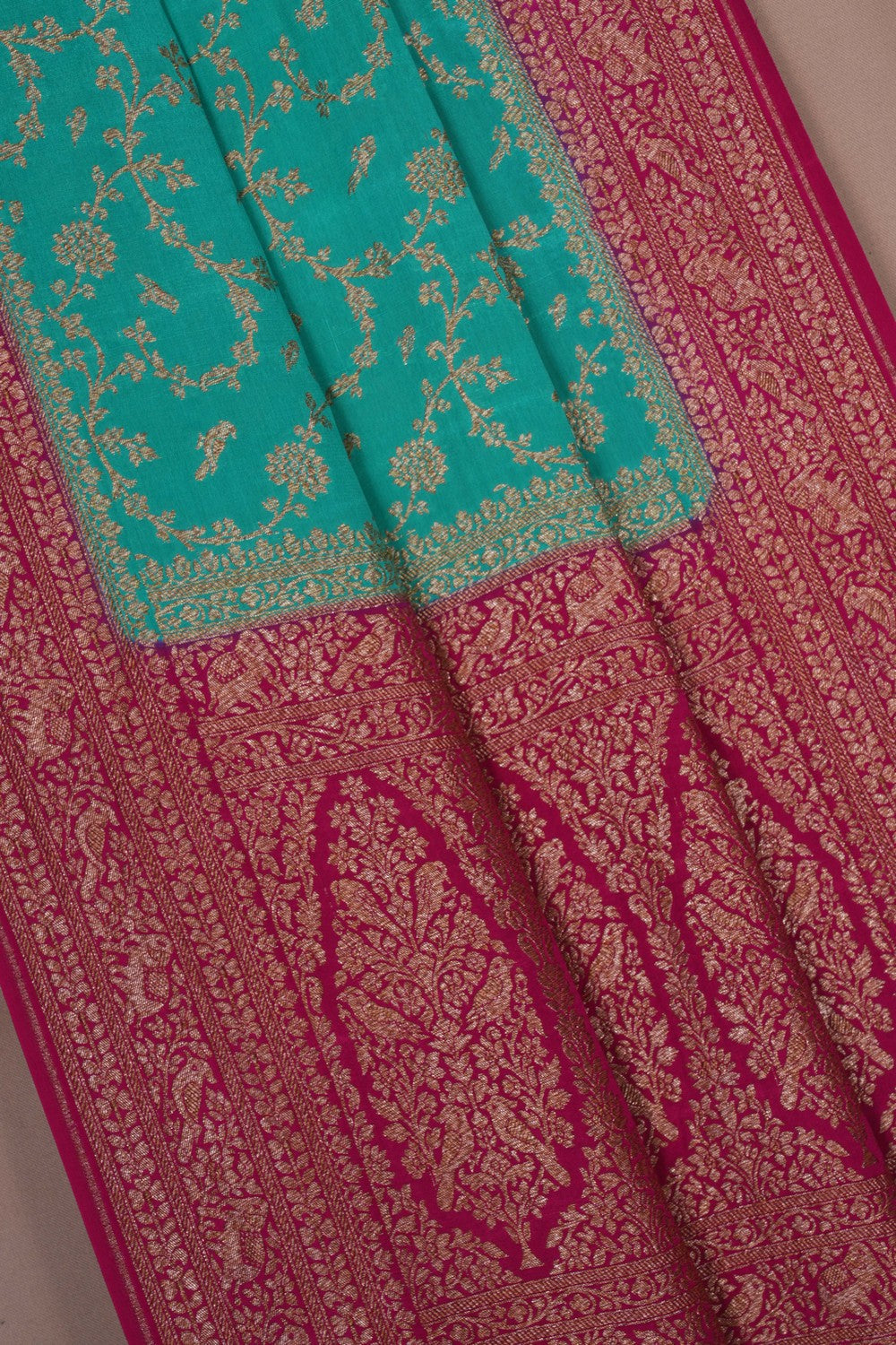 Image of Banarasi Crepe Sea Green Saree