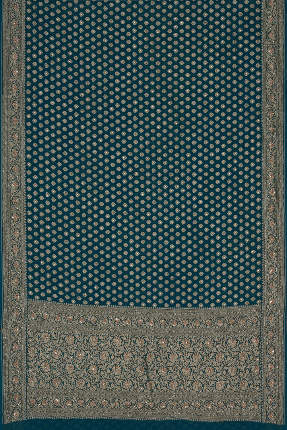 Image of Banarasi Georgette Teal Blue Saree