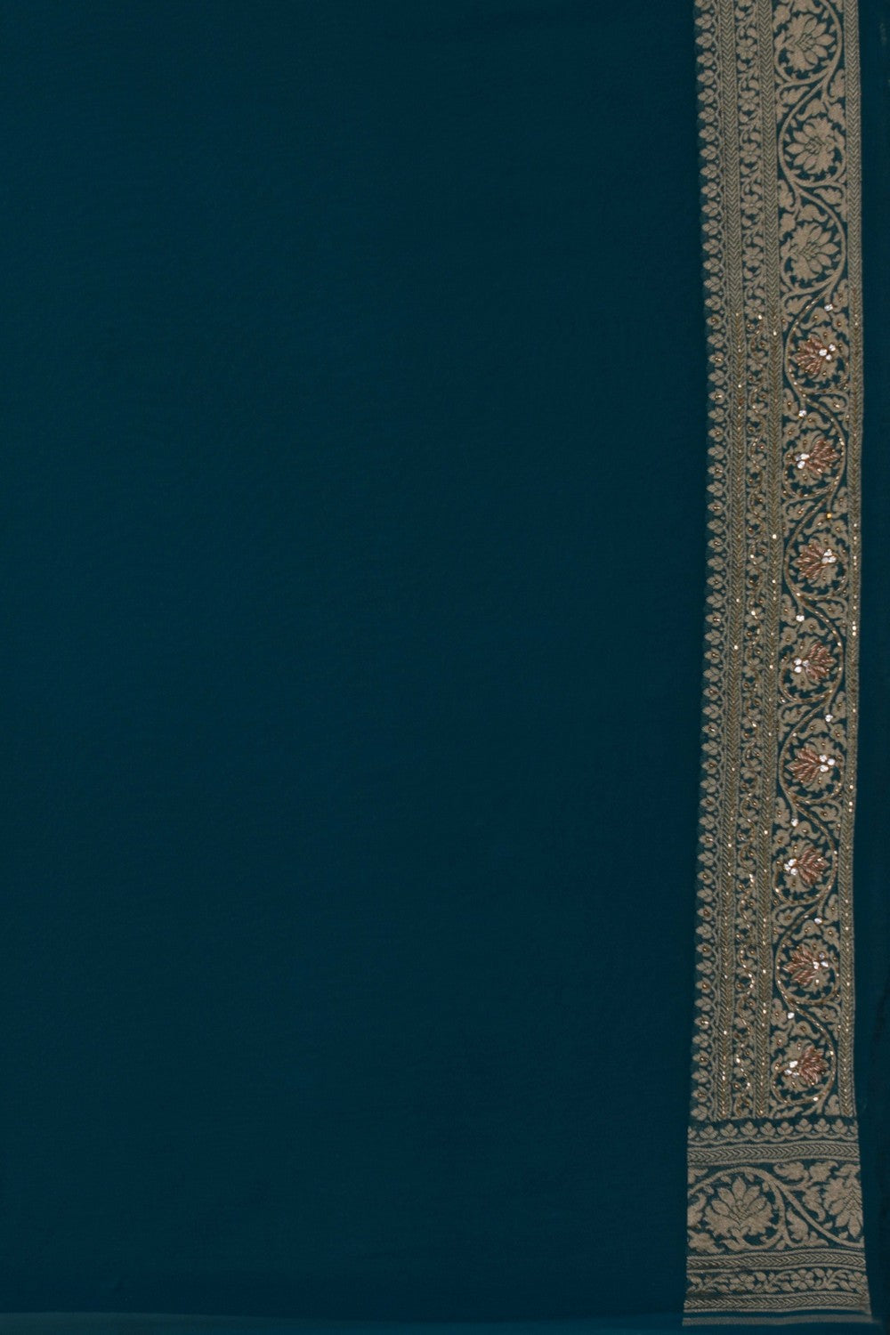 Image of Banarasi Georgette Teal Blue Saree