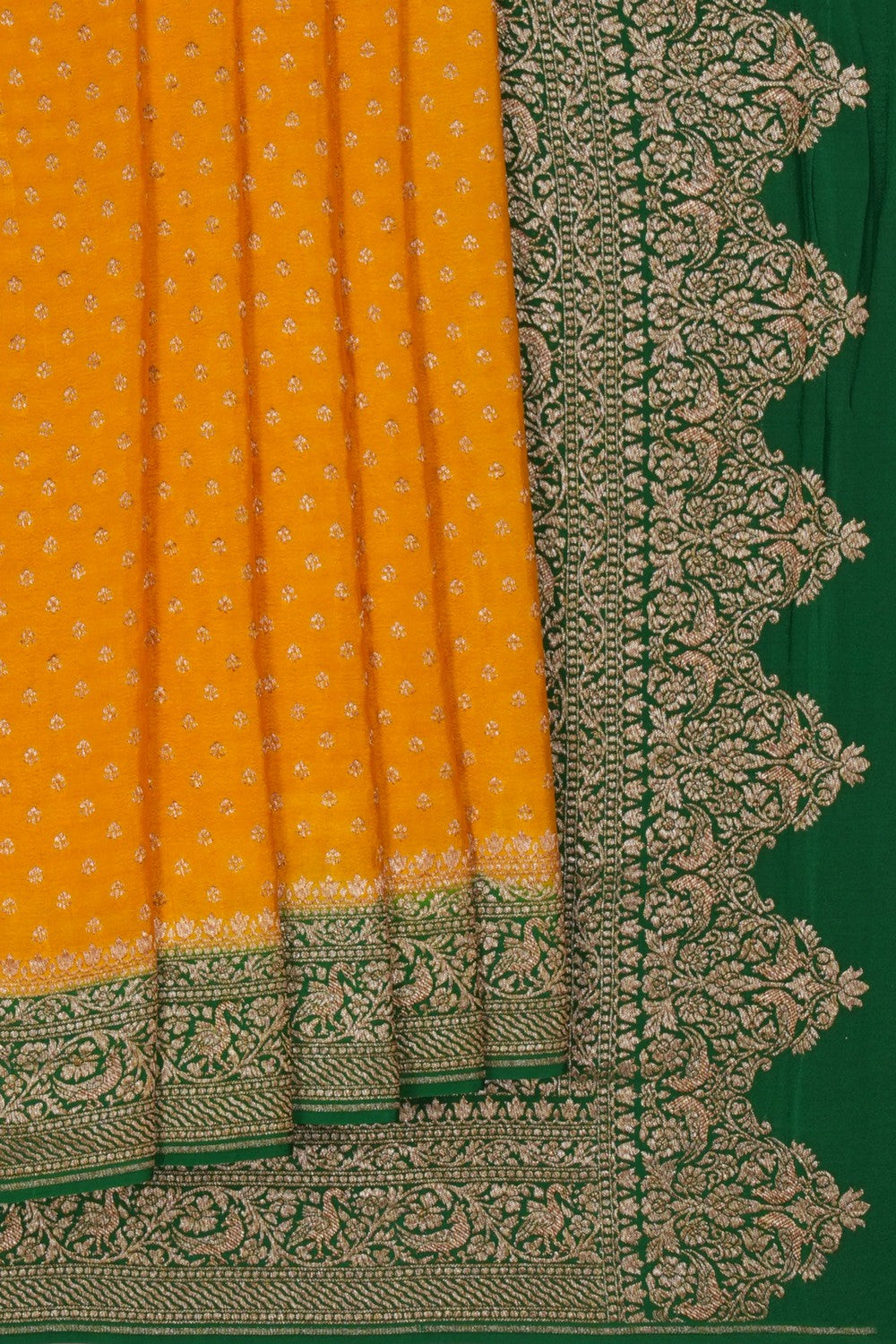 Image of Banarasi Crepe Yellow Saree