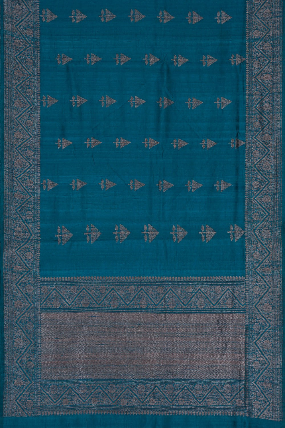 Image of Banarasi Tussar Silk Teal Blue Saree