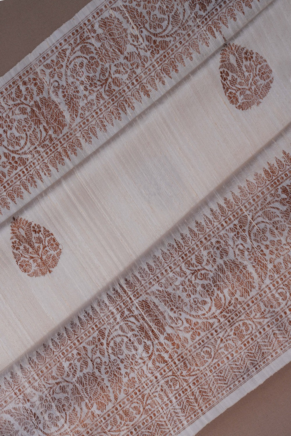 Image of Banarasi Tussar Silk Off-White Saree