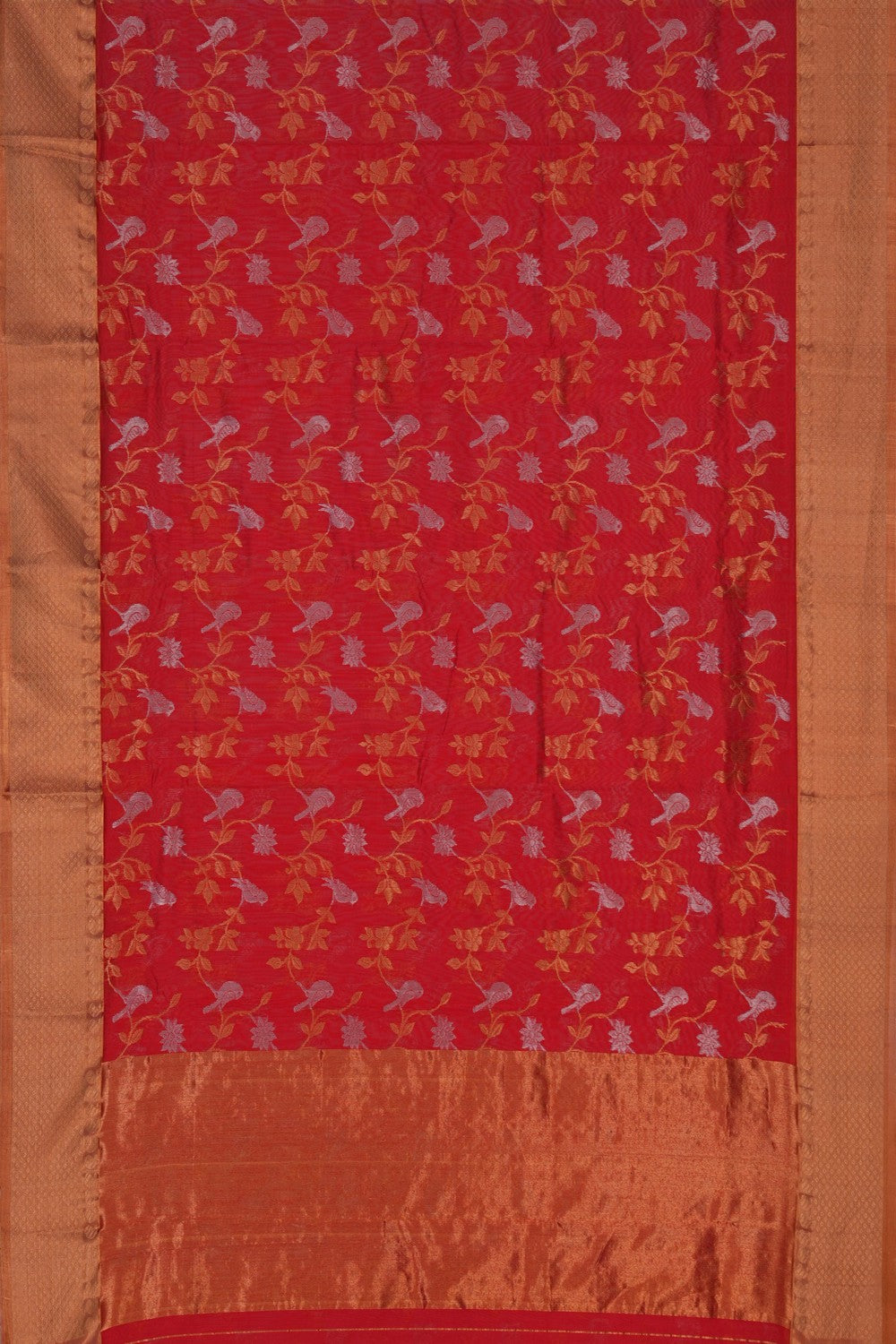 Image of Chanderi Brocade Red Saree